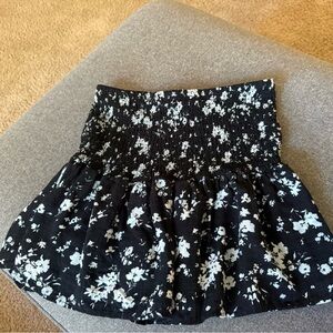 Bershka Black and White Floral Skort Skirt